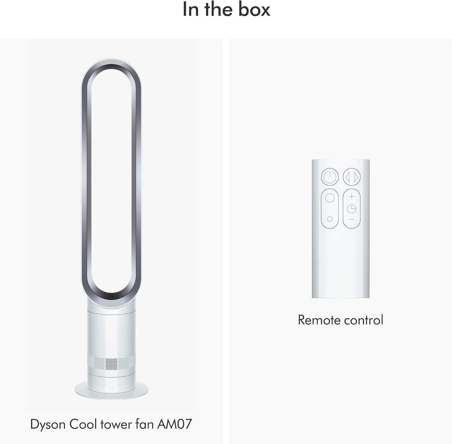 Dyson Cool™ AM07 Bladeless Tower Fan – Powerful Air Multiplier™ Cooling for Large Rooms, Quiet Operation, 10 Speed Levels, 70° Oscillation, Remote Control