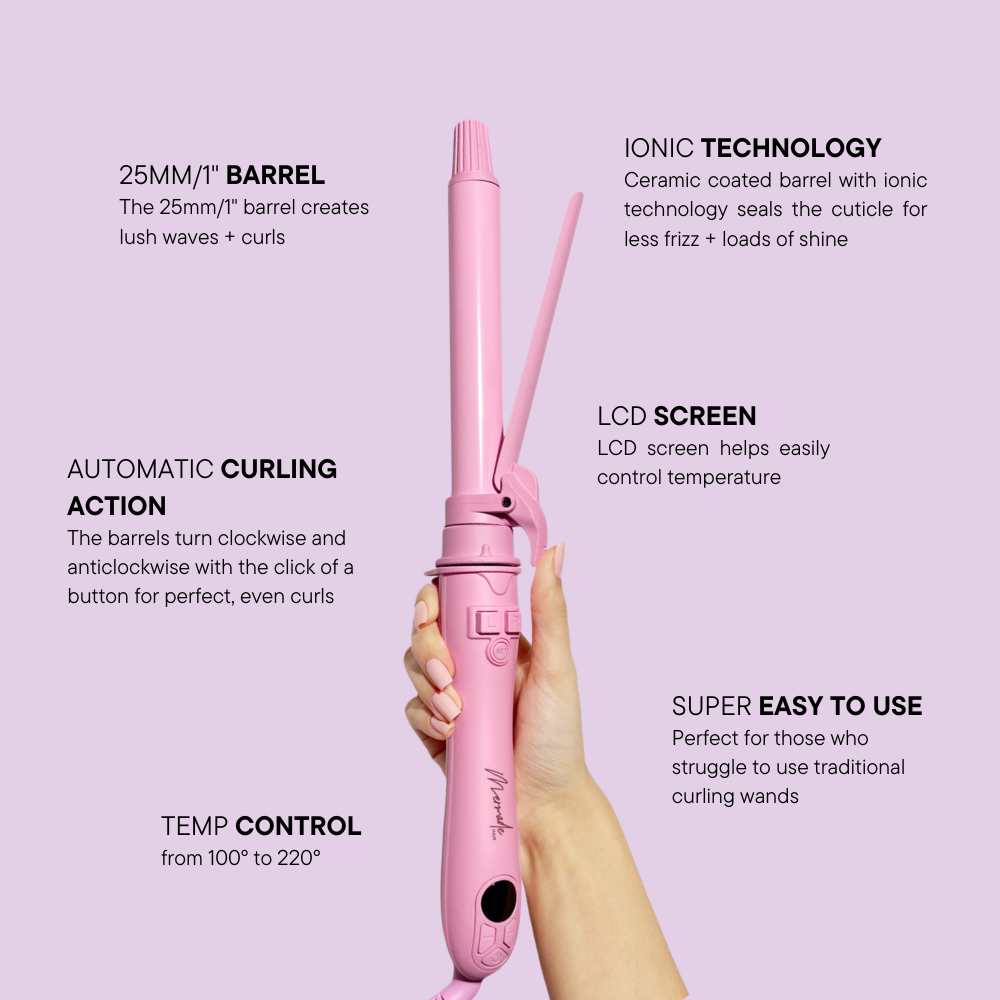 Mermade Hair Spin Curling Iron Pink
