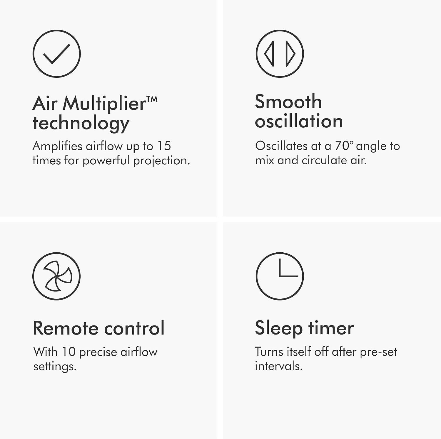 Dyson Cool™ AM07 Bladeless Tower Fan – Powerful Air Multiplier™ Cooling for Large Rooms, Quiet Operation, 10 Speed Levels, 70° Oscillation, Remote Control