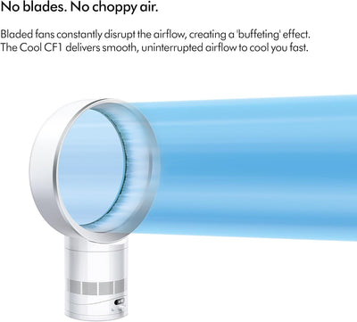 Dyson Cool™ CF1 Desk Fan, White/Silver – Bladeless Quiet Cooling Fan with Air Multiplier™ Technology, MyDyson™ App Control, Sleep Mode, Energy Efficient