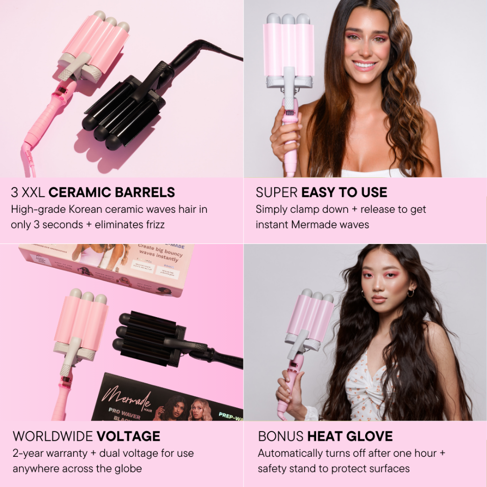 Mermade Hair Original Pro Waver Pink 32mm